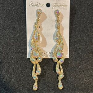 Elegant Gold and Iridescent Drop Earrings
